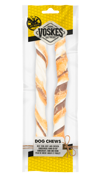 Bâtonnets en peau de vache avec bœuf et poulet - 2 pièces (25cm)