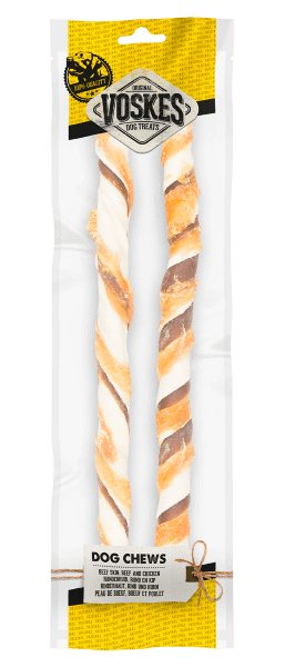 Bâtonnets en peau de vache avec bœuf et poulet - 2 pièces (40cm)