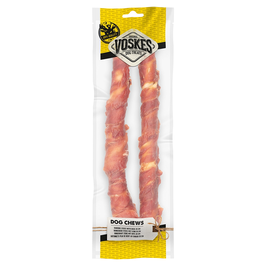 Bâtons en peau de vache avec canard - 2 pièces (25cm)